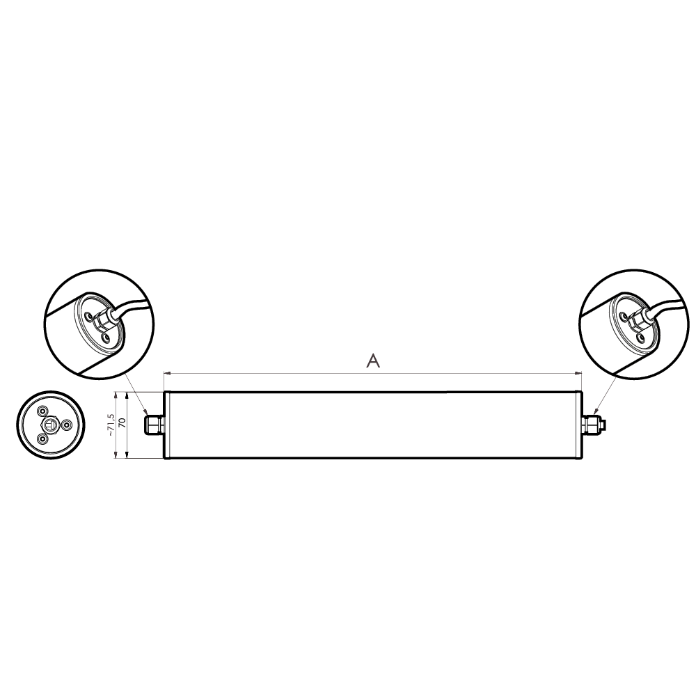 INROLED_70 DC ECO, Schutzrohr Borosilikat, 354 mm, 24V DC