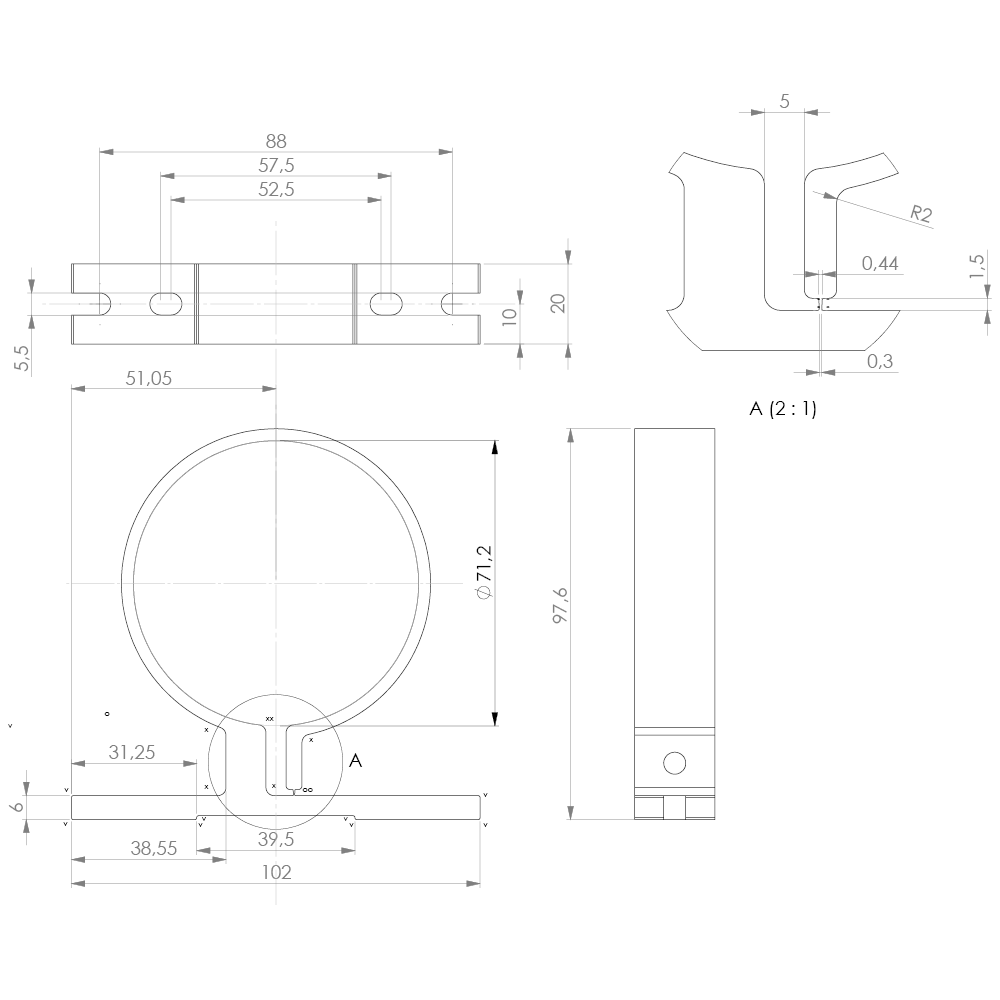 TUBELED_70 / INROLED_70 Leuchtenhalter ± 180° (1 Paar)