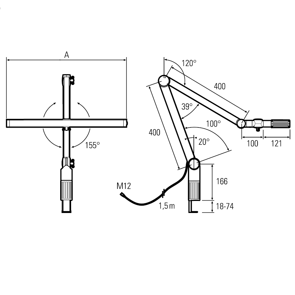 UNILED II Gelenkarm, dimmbar, Leuchtenbreite 298 mm
