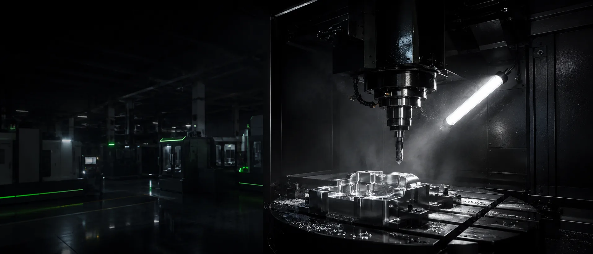 LED-Maschinenleuchte im Einsatz an einer CNC-Werkzeugmaschine